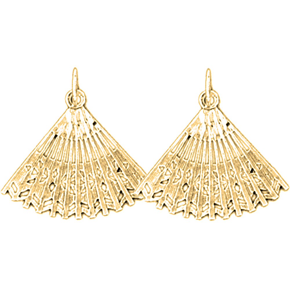 Yellow Gold-plated Silver 22mm Fan Earrings