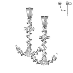14K or 18K Gold Anchor With Rope 3D Earrings