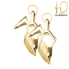 Sterling Silver 28mm 3D High Heel Earrings (White or Yellow Gold Plated)