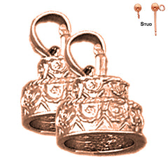 14K or 18K Gold Birthday Cake Earrings