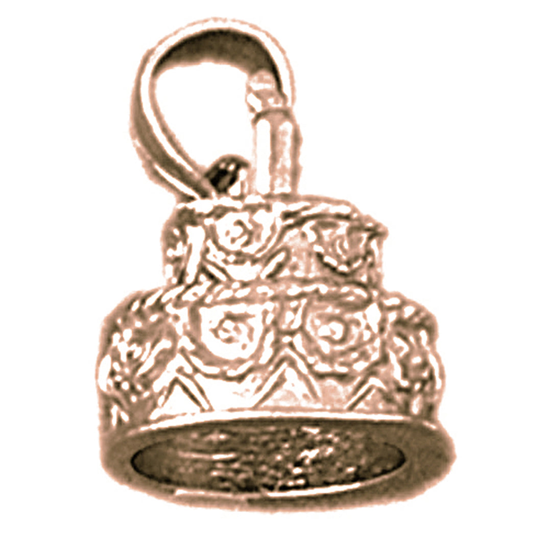14K or 18K Gold Birthday Cake Pendant