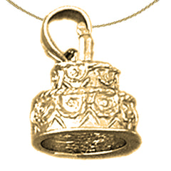 14K or 18K Gold Birthday Cake Pendant