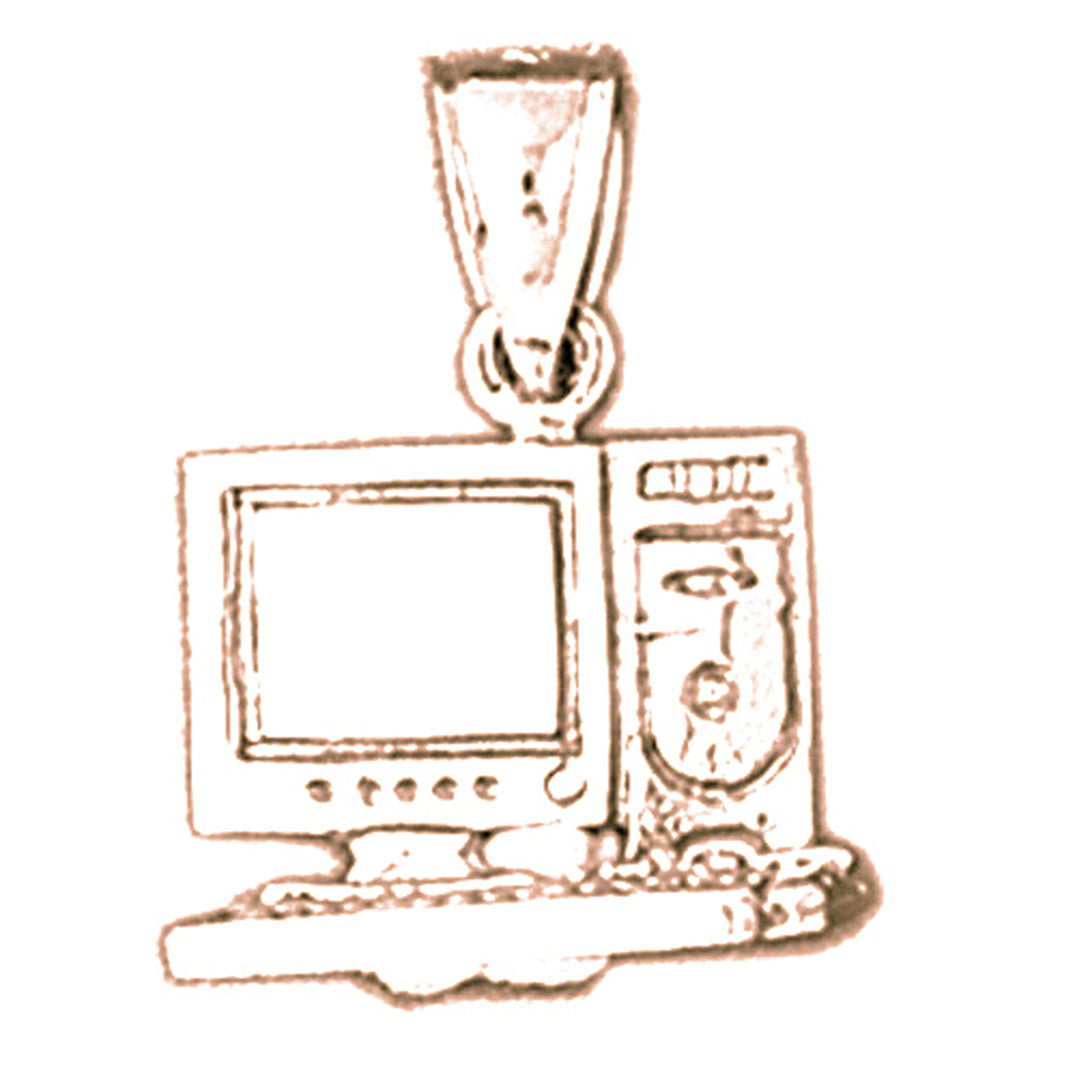 14K or 18K Gold Computer Pendant