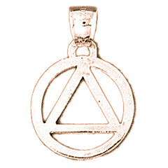14K or 18K Gold Triangle in Circle Pendant