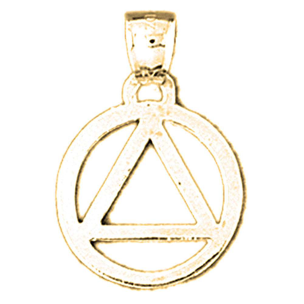 14K or 18K Gold Triangle in Circle Pendant
