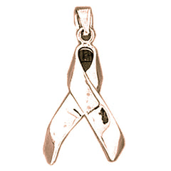 14K or 18K Gold 3D Cancer Awareness Ribbon Pendant