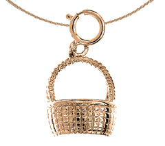14K or 18K Gold 3D Basket Pendant