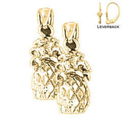 Pendientes de piña de oro de 14 quilates o 18 quilates de 21 mm