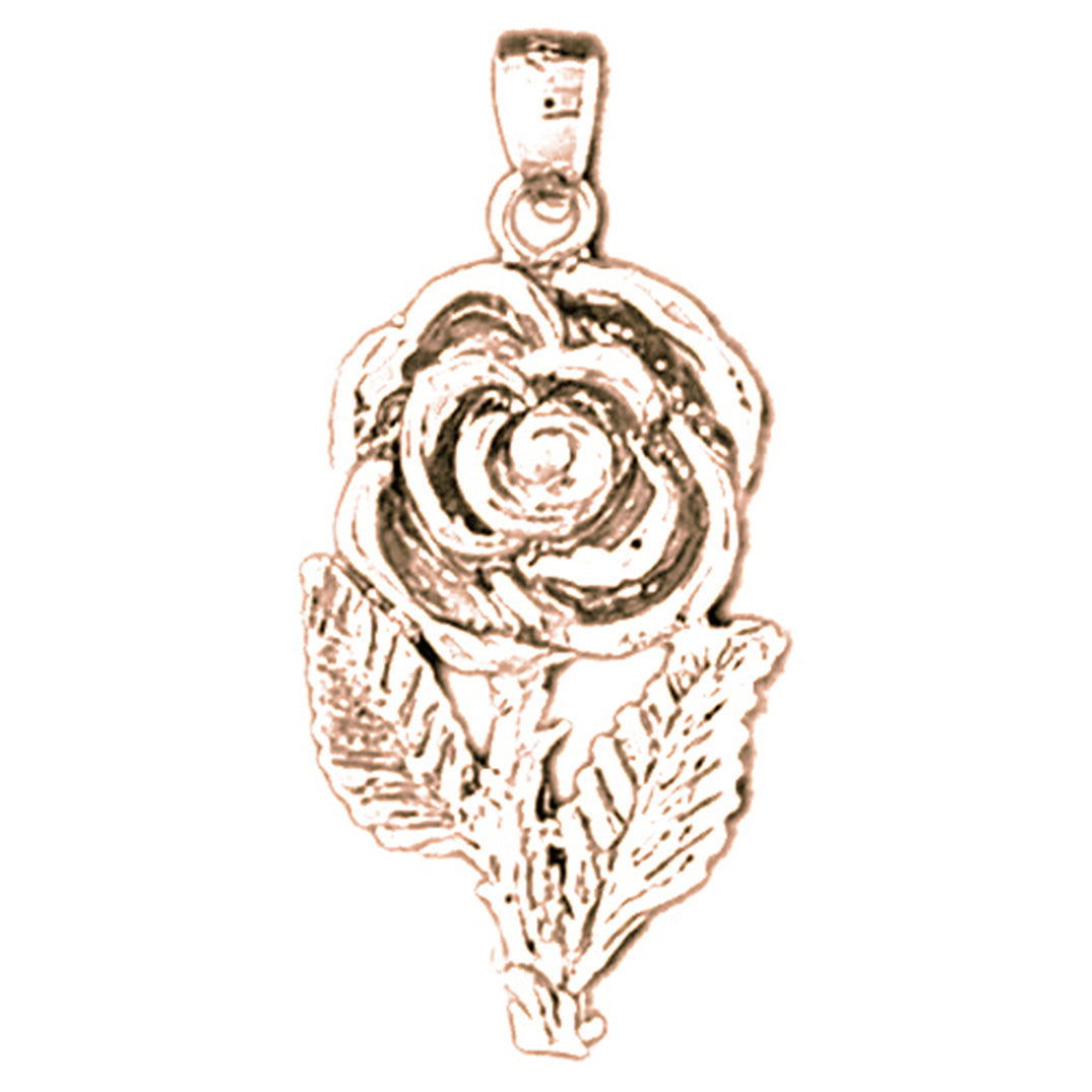 14K or 18K Gold Rose Flower Pendant