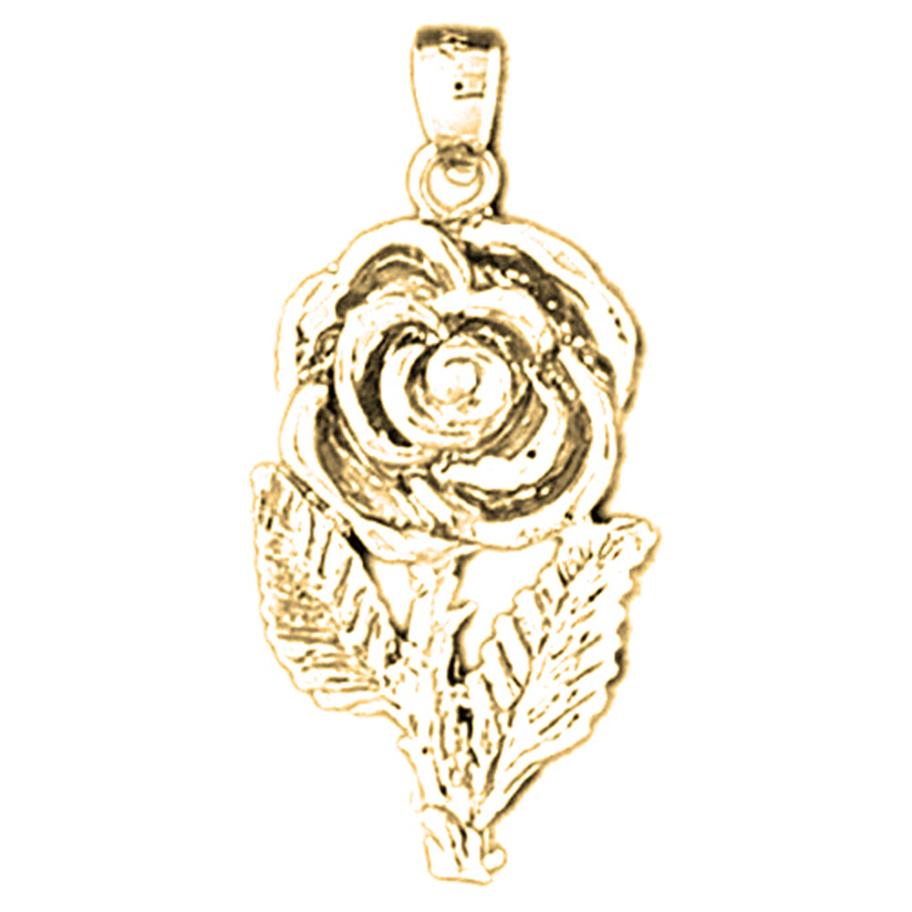 14K or 18K Gold Rose Flower Pendant
