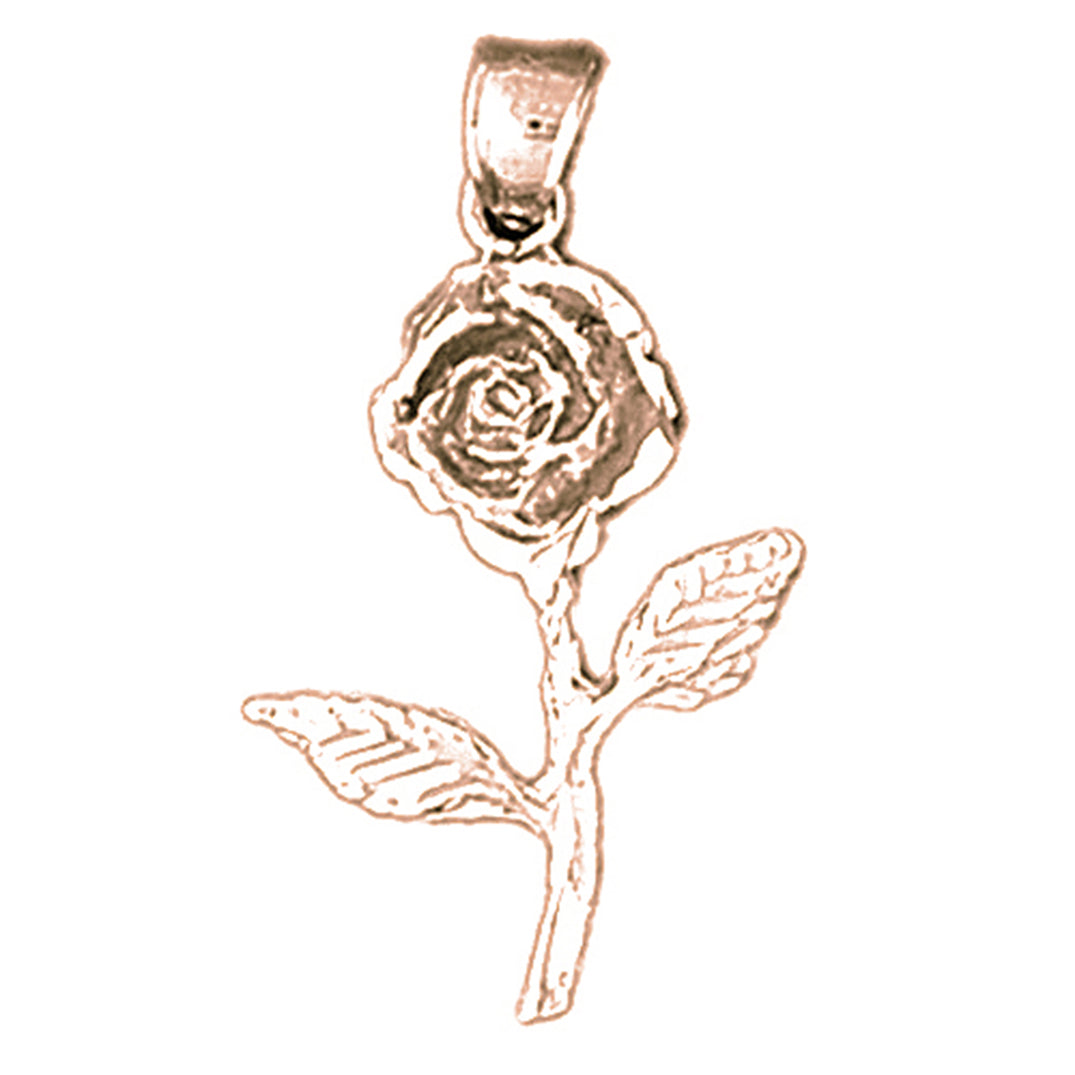 14K or 18K Gold Rose Flower Pendant