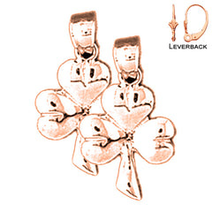 14K or 18K Gold 3 Clove Shamrock Earrings