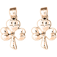 14K or 18K Gold 22mm 3 Clove Shamrock Earrings