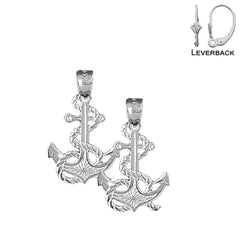 Pendientes de ancla con cuerda de oro de 14 quilates o 18 quilates de 37 mm