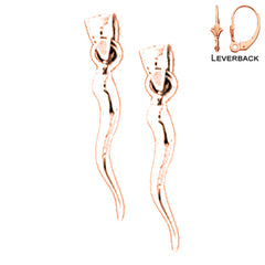 14K or 18K Gold 3D Cornicello / Italian Horn Earrings