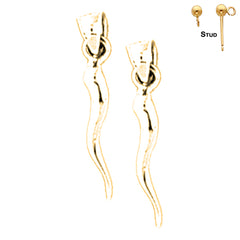 14K or 18K Gold 3D Cornicello / Italian Horn Earrings