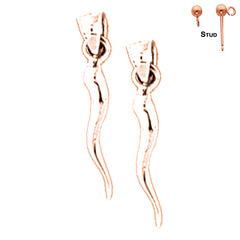 14K or 18K Gold 3D Cornicello / Italian Horn Earrings