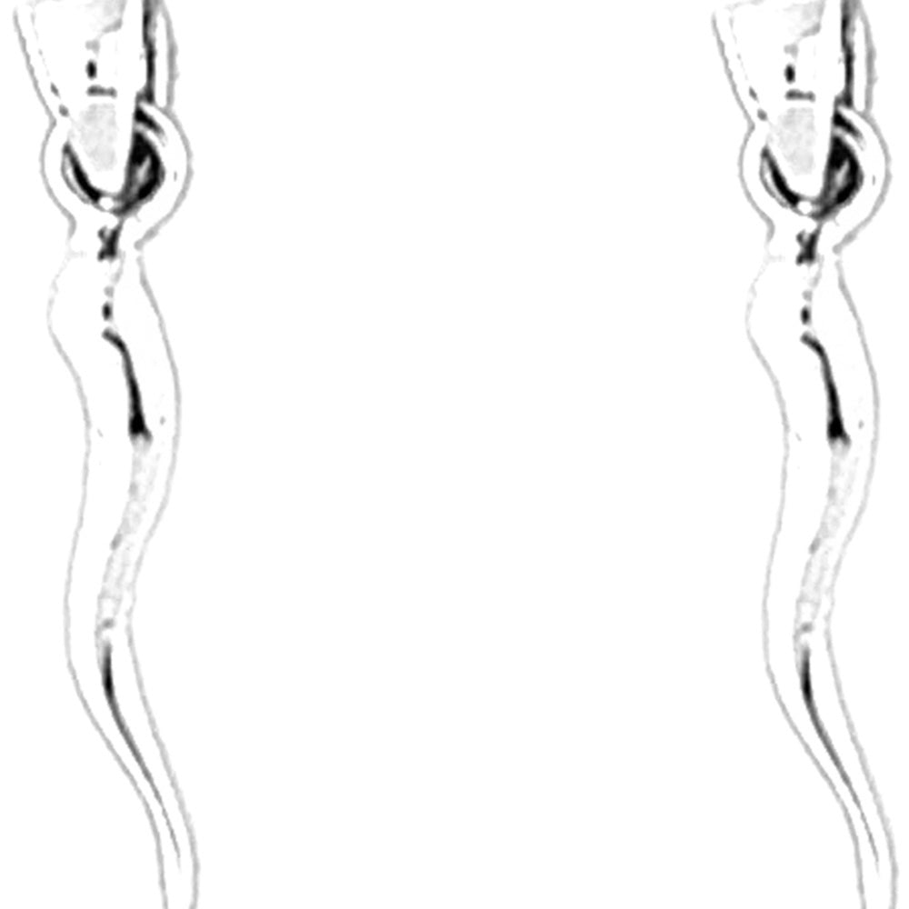 Sterling Silver 22mm 3D Cornicello / Italian Horn Earrings