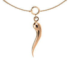 Colgante Cornicello / Cuerno Italiano 3D de Oro de 14K o 18K