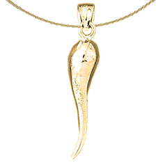 Colgante Cornicello / Cuerno Italiano 3D de Oro de 14K o 18K