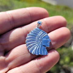 Colgante de cabeza de indio en oro de 14 quilates o 18 quilates