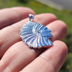 Colgante de cabeza de indio en oro de 14 quilates o 18 quilates