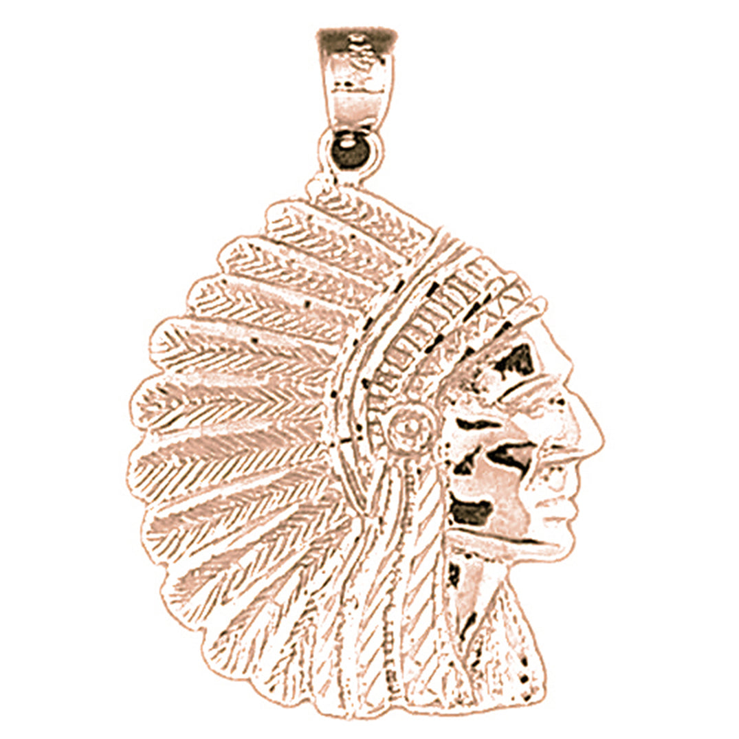 14K or 18K Gold Indian Head Pendant