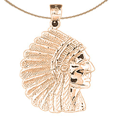 Colgante de cabeza de indio en oro de 14 quilates o 18 quilates