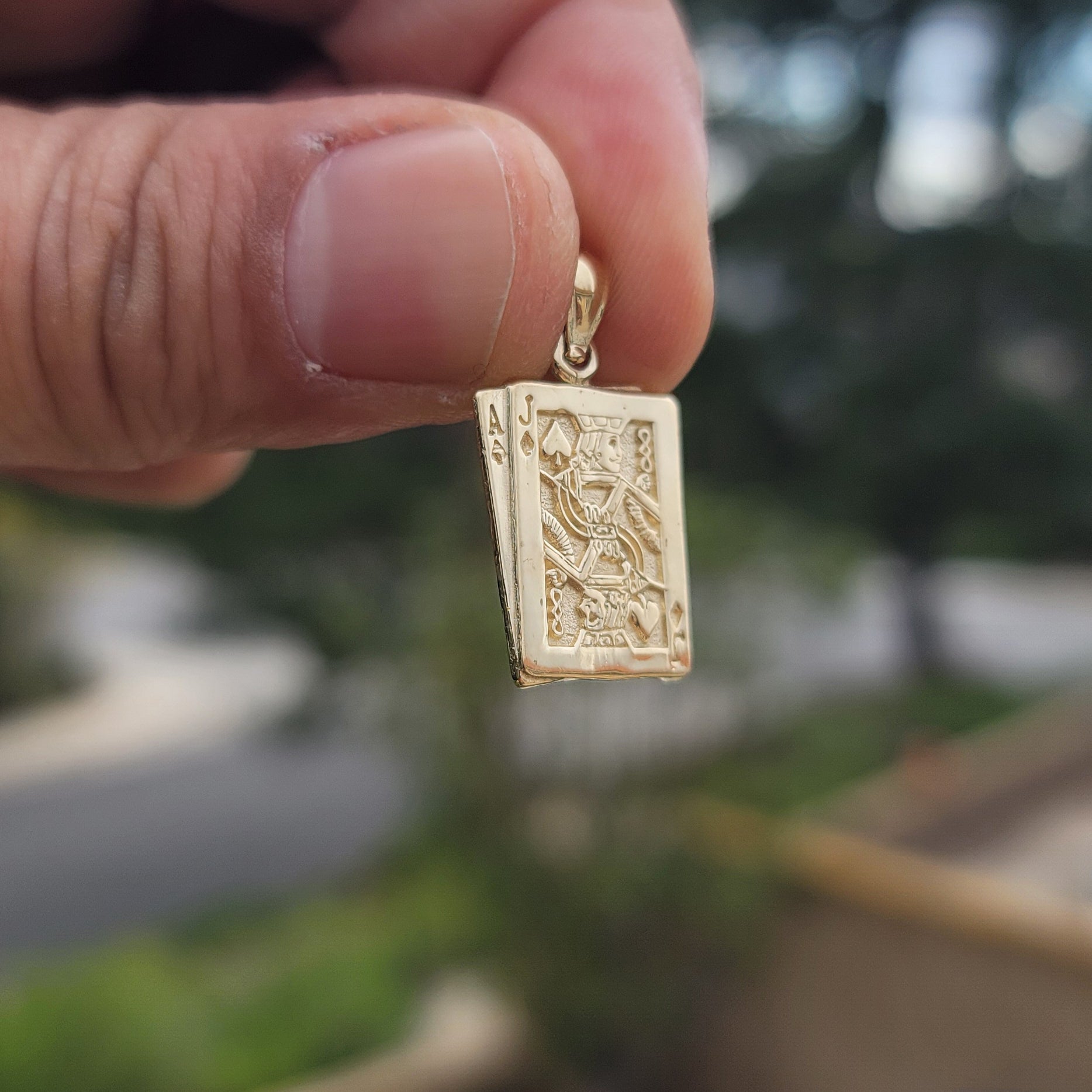 14K or 18K Gold Black Jack Playing Card Pendant