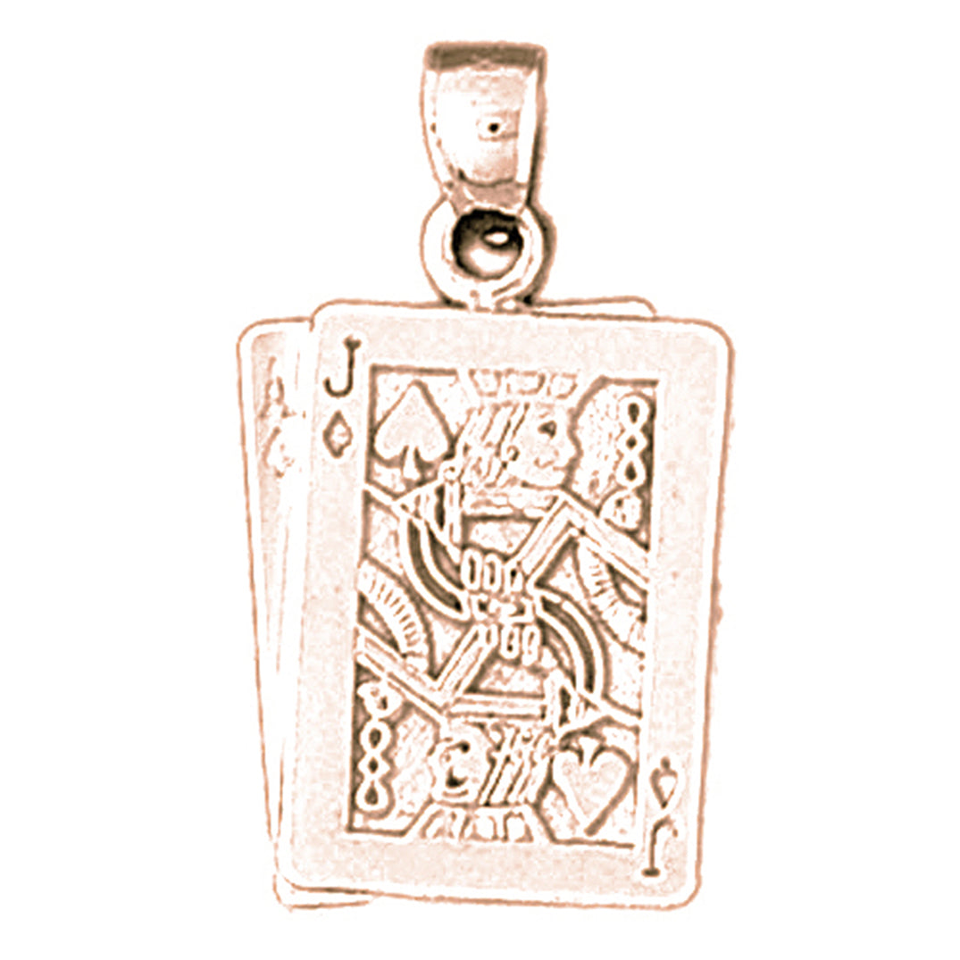 14K or 18K Gold Black Jack Playing Card Pendant