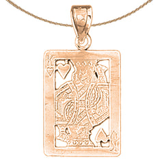 14K or 18K Gold King of Hearts Playing Card Pendant