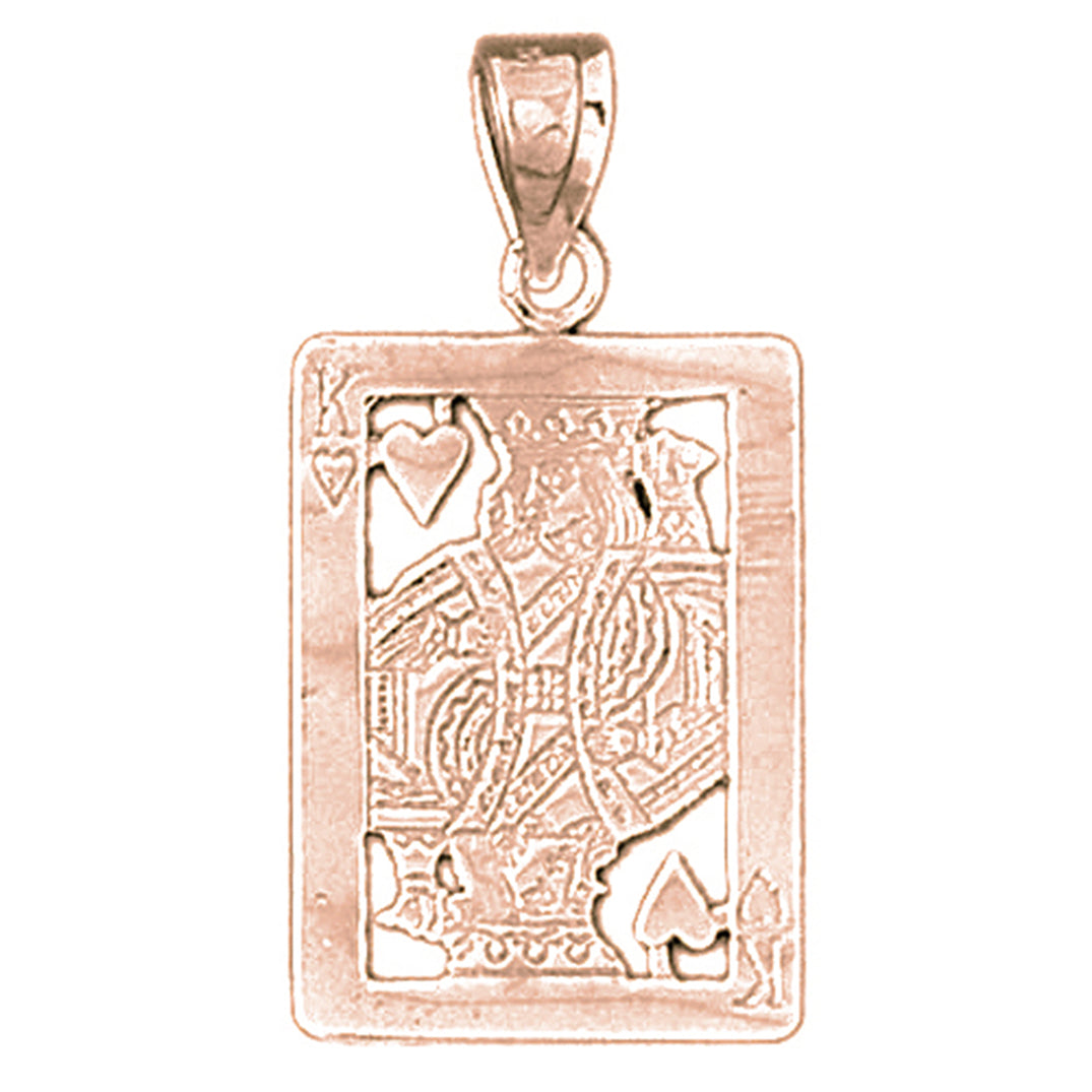 14K or 18K Gold King of Hearts Playing Card Pendant