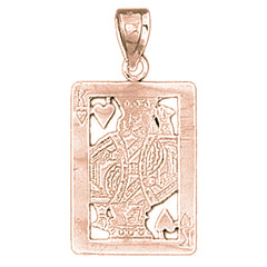 14K or 18K Gold King of Hearts Playing Card Pendant