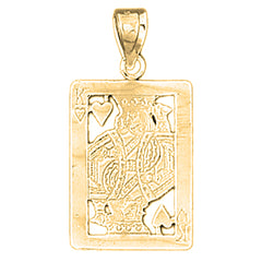 14K or 18K Gold King of Hearts Playing Card Pendant