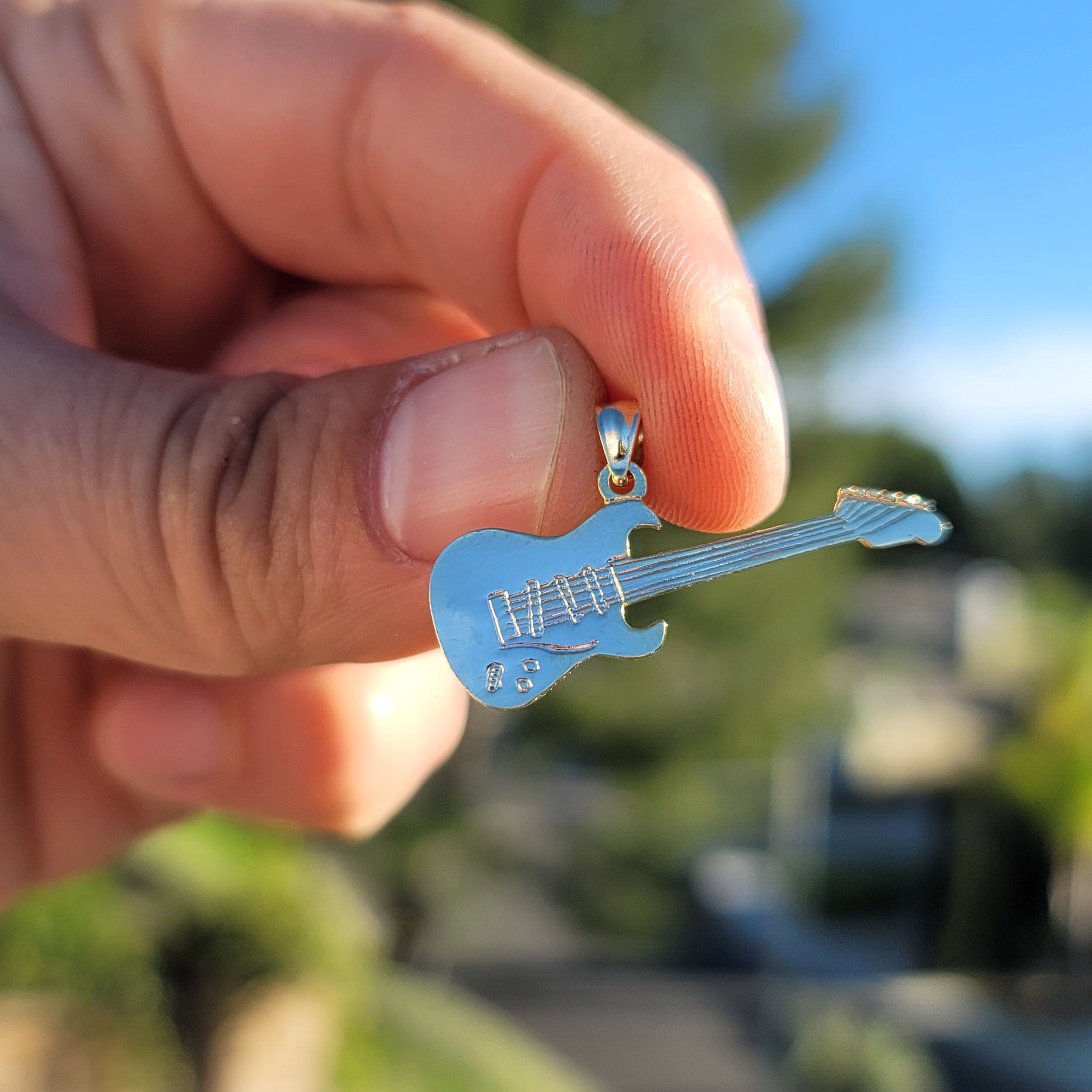 14K or 18K Gold Electric Guitar Pendant