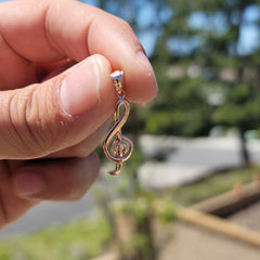 14K or 18K Gold Treble Clef Music Symbol Pendant