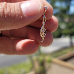14K or 18K Gold Treble Clef Music Symbol Pendant