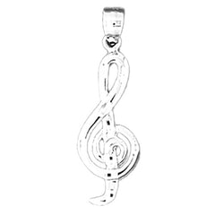 14K or 18K Gold Treble Clef Music Symbol Pendant