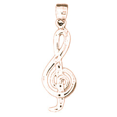14K or 18K Gold Treble Clef Music Symbol Pendant