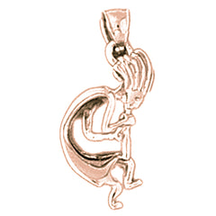 14K or 18K Gold 3D Kokopelli Pendant