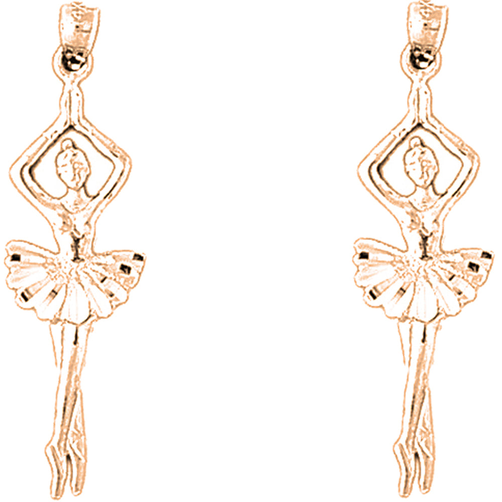 14K or 18K Gold 40mm Fifth Position Ballerina Earrings