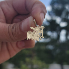 14K or 18K Gold Drum Set Pendant