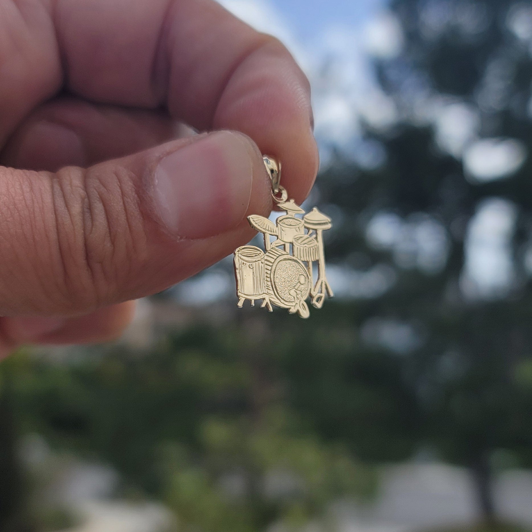 14K or 18K Gold Drum Set Pendant