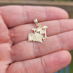 14K oder 18K Gold Trommel Set Anhänger