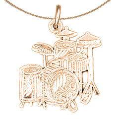 14K oder 18K Gold Trommel Set Anhänger