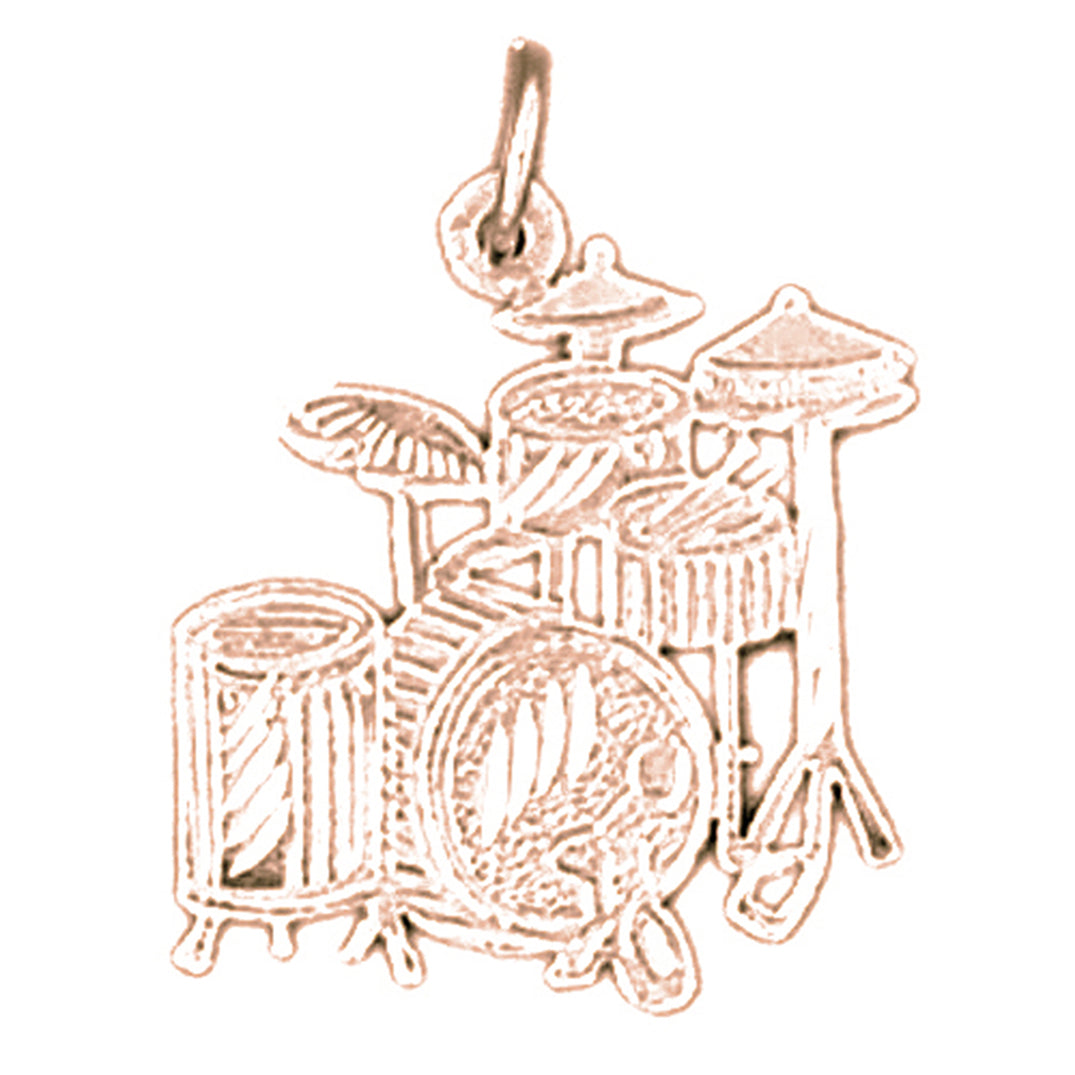14K or 18K Gold Drum Set Pendant