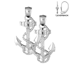 14K or 18K Gold Anchor With Rope Earrings