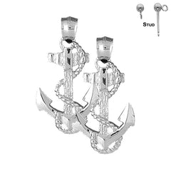 14K or 18K Gold Anchor With Rope Earrings