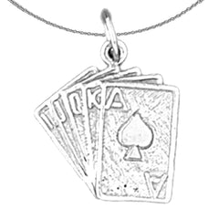 Colgante de póquer de escalera real de espadas de oro de 14 quilates o 18 quilates