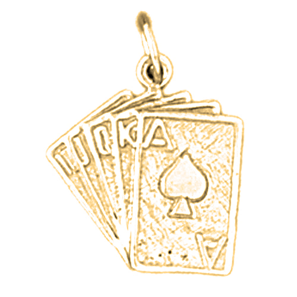 14K or 18K Gold Spades Royal Flush Poker Pendant